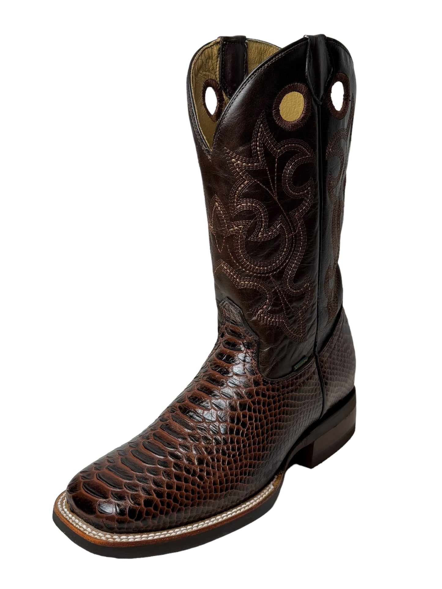 MENS PYTHON PRINT IN BROWN RUBBER SOLE- G16