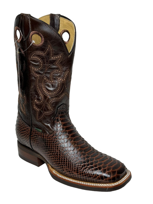 MENS PYTHON PRINT IN BROWN RUBBER SOLE- G16