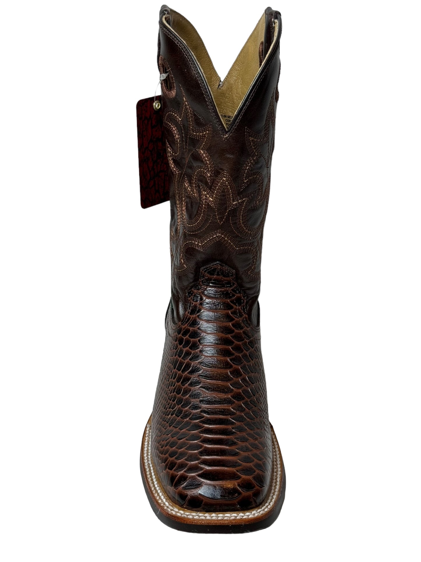 MENS PYTHON PRINT IN BROWN RUBBER SOLE- G16