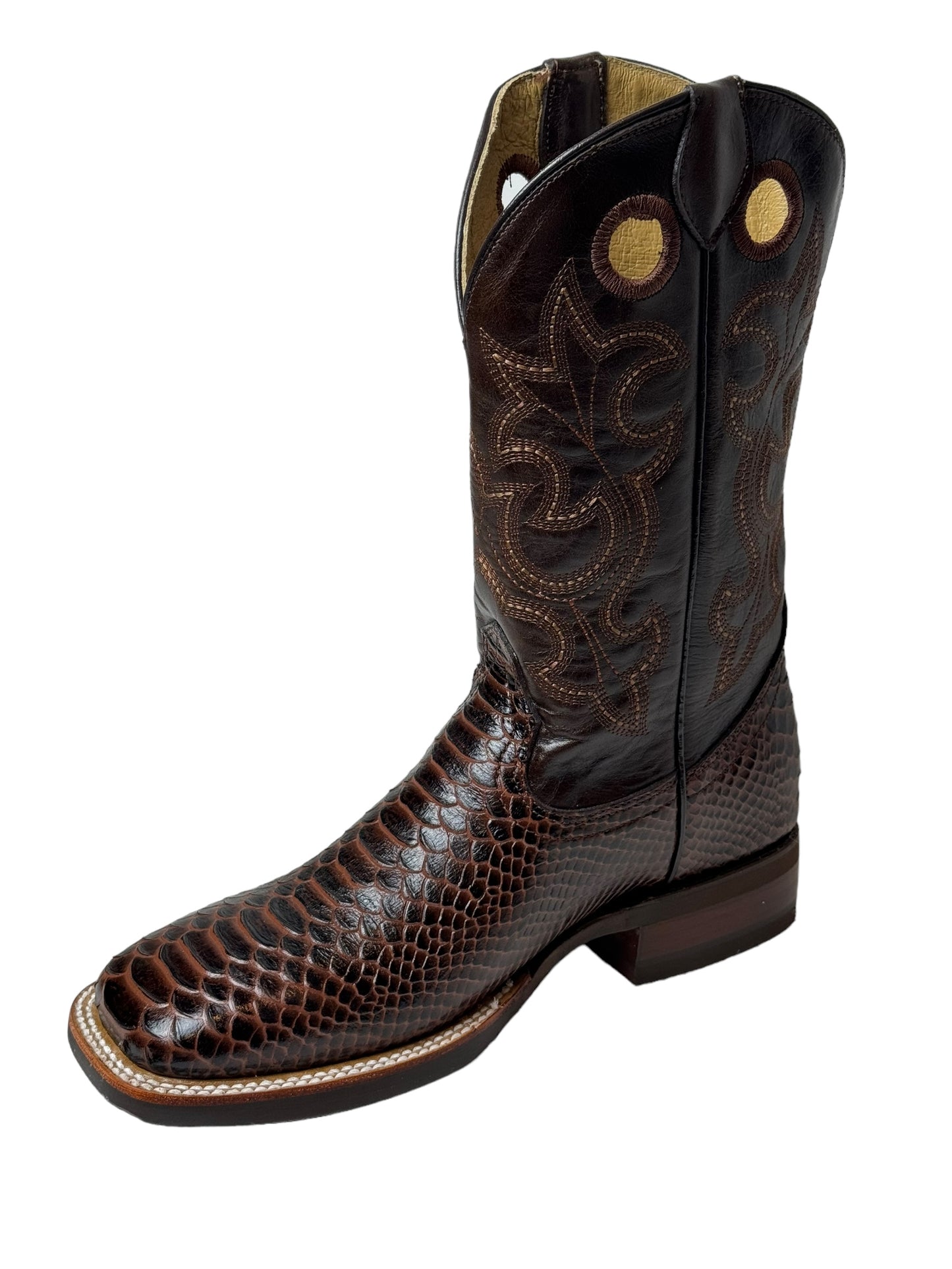 MENS PYTHON PRINT IN BROWN RUBBER SOLE- G16