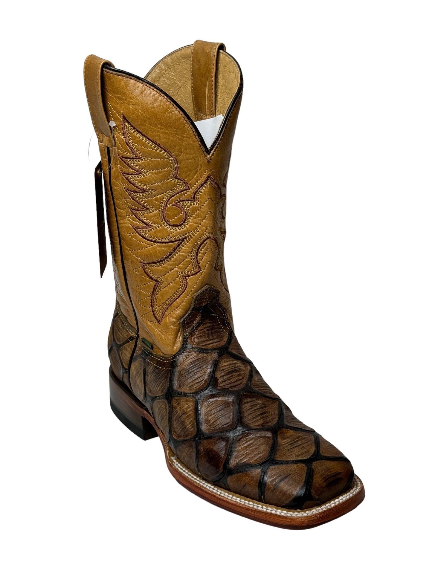 MCALLEN BOOTS MENS AFRICAN FISH PRINT IN HONEY - G41