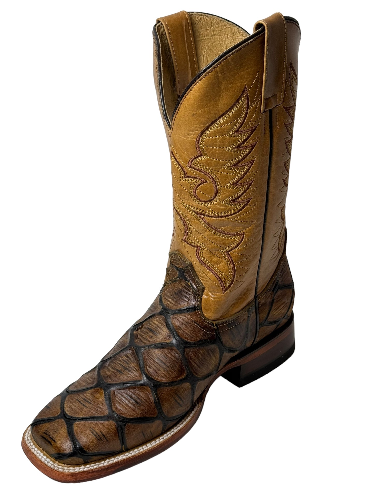 MCALLEN BOOTS MENS AFRICAN FISH PRINT IN HONEY - G41